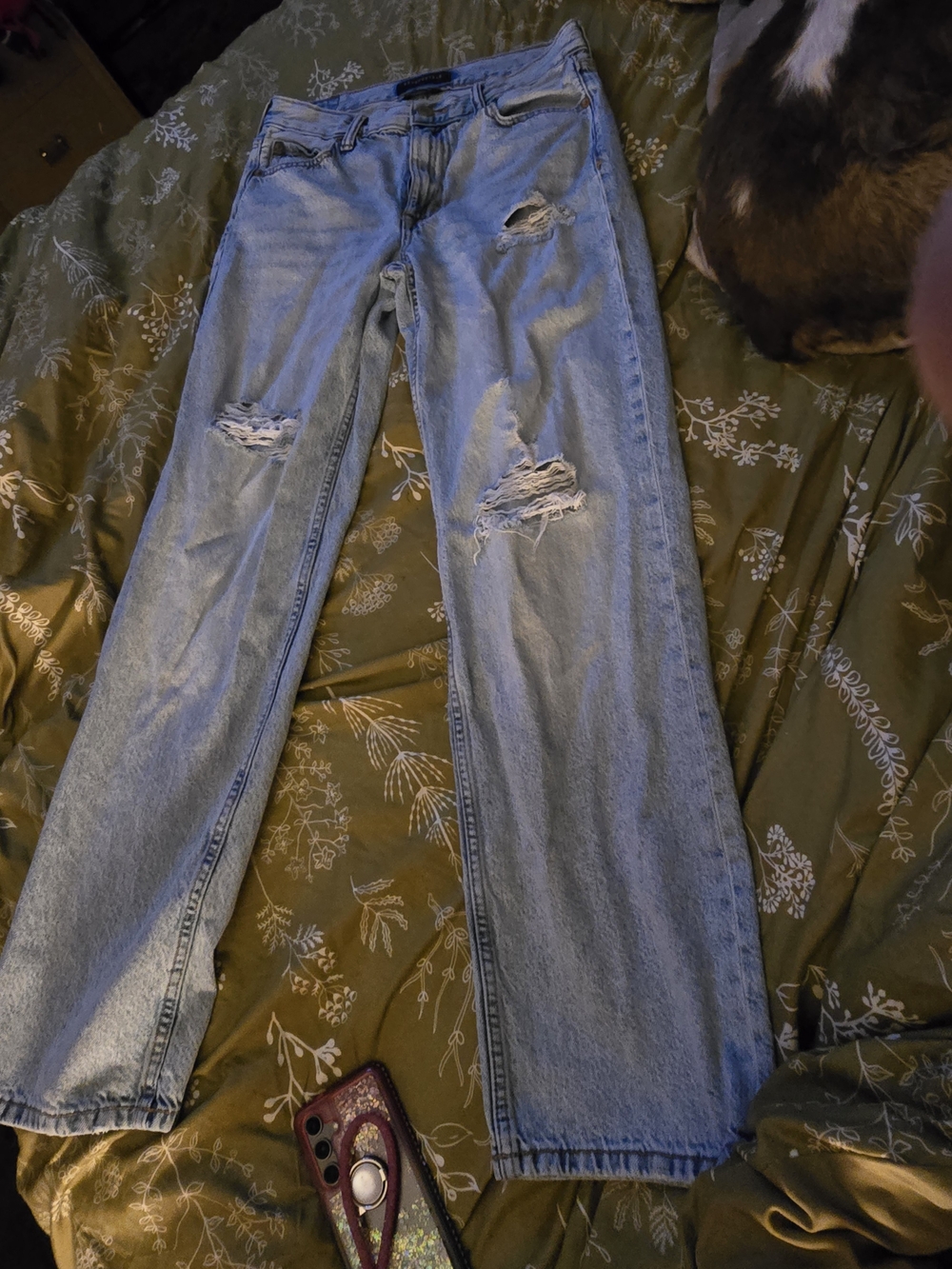Aeropostale Light Blue Ripped Straight-Leg Jeans